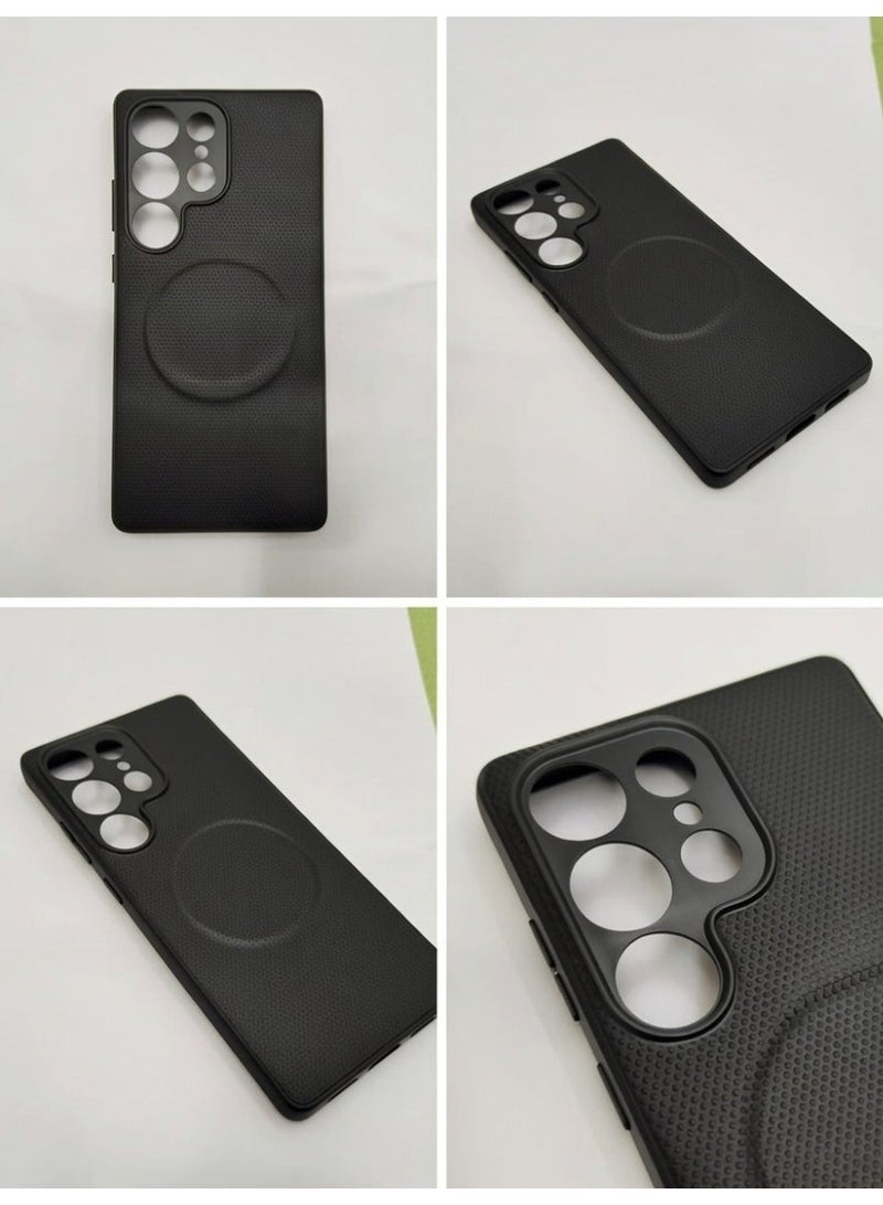 غطاء حماية أسود لهاتف سامسونج S25 ألترا مع ميزة MagSafe، مقاوم للخدوش، مضاد للصدمات، متوافق مغناطيسيًا - Image 3